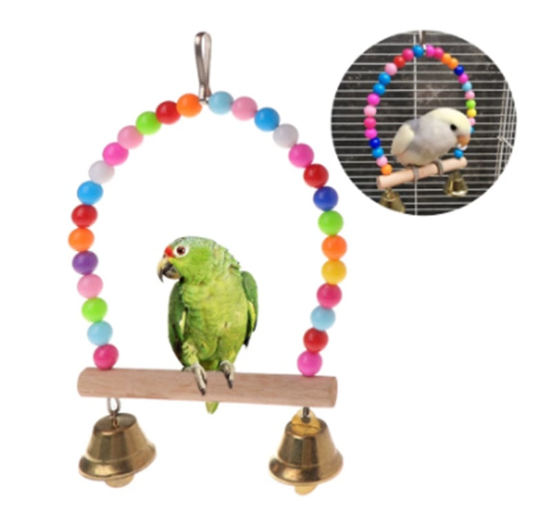 New Natural Wooden Parrots Swing Toy Birds Perch Hanging Swi